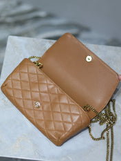 YSL 25S SAINT LAURENT GABY 19 IN FOX QUILTED CALFSKIN GOLD HARDWRE