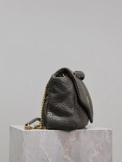 YSL 25S CALYPSO BAG 38 IN ARMY GREEN GRAINED LAMBSKIN GOLD HARDWARE