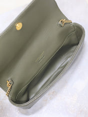 YSL 25S SAINT LAURENT GABY 19 IN DARK OLIVE QUILTED CALFSKIN GOLD HARDWRE