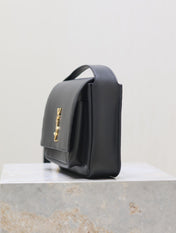 NIKI BABY 22 IN CHARCOAL GRAY CALFSKIN GOLD LOGO