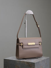 MANHATTAN SMALL 24 IN DARK BEIGE SMOOTH LAMBSKIN GOLD HARDWARE