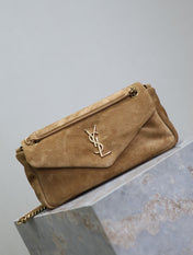 CALYPSO BAG 26 IN CIDER BROWN SUEDE GOLD HARDWARE