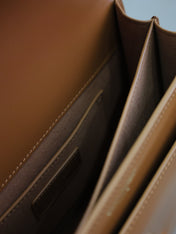 YSL 25S SUNSET BAG 22 IN DARK CARAMEL CALFSKIN GOLD HARDWRE