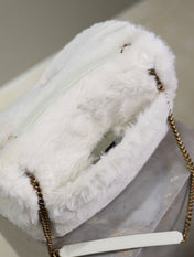 NIKI MEDIUM 28 IN WHITE RABBIT FUR GOLD HARDWARE