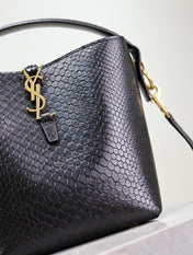 YSL 25S LE 37 20 IN BLACK SNAKE EMBOSSED CALFSKIN GOLD HARDWARE