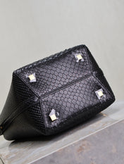 YSL 25S LE 37 20 IN BLACK SNAKE EMBOSSED CALFSKIN GOLD HARDWARE