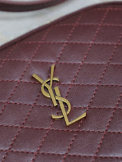GABY ZIPPED POUCH 19 IN WINE RED QUILTED LAMBSKIN GOLD HARDWARE