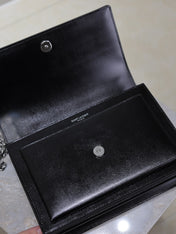 YSL 25S SUNSET BAG 22 IN BLACK CALFSKIN SILVER HARDWARE