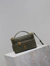 GABY MINI VANITY BAG 18 IN ARMY GREEN LAMBSKIN