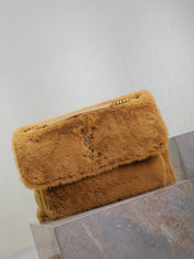 NIKI 47 IN CINNAMON BROWN RABBIT FUR GOLD HARDWARE