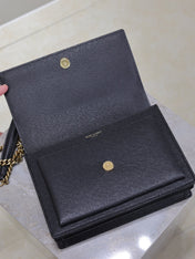 YSL 25S SUNSET MEDIUM 22 IN BLACK GRAINED CALFSKIN GOLD HARDWARE