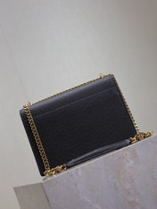 YSL 25S SUNSET MEDIUM 22 IN BLACK GRAINED CALFSKIN GOLD HARDWRE