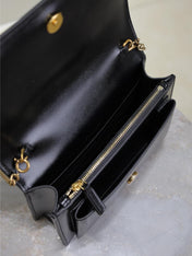 SUNSET SMALL BAG 19 IN BLACK CALFSKIN COPPER HARDWARE