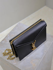 CASSANDRA CHAIN BAG 22 IN BLACK CAVIAR PATTERN CALFSKIN GOLD HARDWARE
