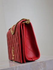 BECKY 25 IN RED QUILTED LAMBSKIN GOLD HARDWARE