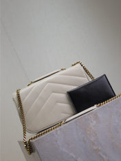 LOULOU SMALL 24 IN WHITE SHEEPSKIN GOLD HARDWARE