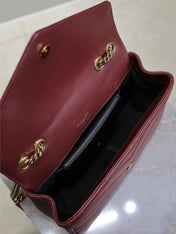 LOULOU SMALL 24 IN BURGUNDY RED SHEEPSKIN GOLD HARDWARE