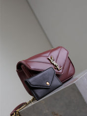 LOULOU MINI 20 IN BURGUNDY RED SHEEPSKIN GOLD HARDWARE