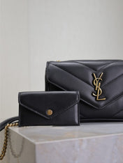 LOULOU MINI 20 IN BLACK SHEEPSKIN GOLD HARDWARE