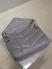 YSL 25S LOULOU PUFFER MEDIUM 29 IN SMOKY LAVENDER CALFSKIN