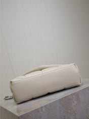 YSL 25S LOULOU PUFFER MINI 23 IN SMOKEY TAUPE CALFSKIN SILVER HARDWARE