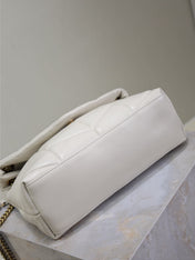 YSL 25S LOULOU PUFFER MM 29 IN BLANC VINTAGE CALFSKIN GOLD HARDWRE