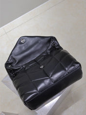 YSL 25S LOULOU PUFFER GM 35 IN BLACK CALFSKIN BLACK HARDWARE