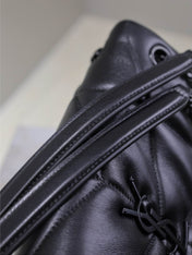YSL 25S LOULOU PUFFER MM 29 IN BLACK CALFSKIN BLACK HARDWRE