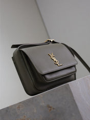 YSL 25S NIKI BABY 22 IN DARK OLIVE BROWN CALFSKIN GOLD HARDWARE