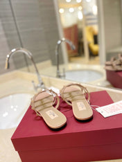 VALENTINO 26S ROCKSTUD CAGED SANDALS IN NUDE CALFSKIN