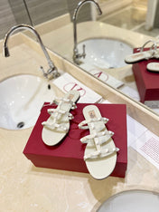 VALENTINO 26S ROCKSTUD CAGED SANDALS IN WHITE CALFSKIN