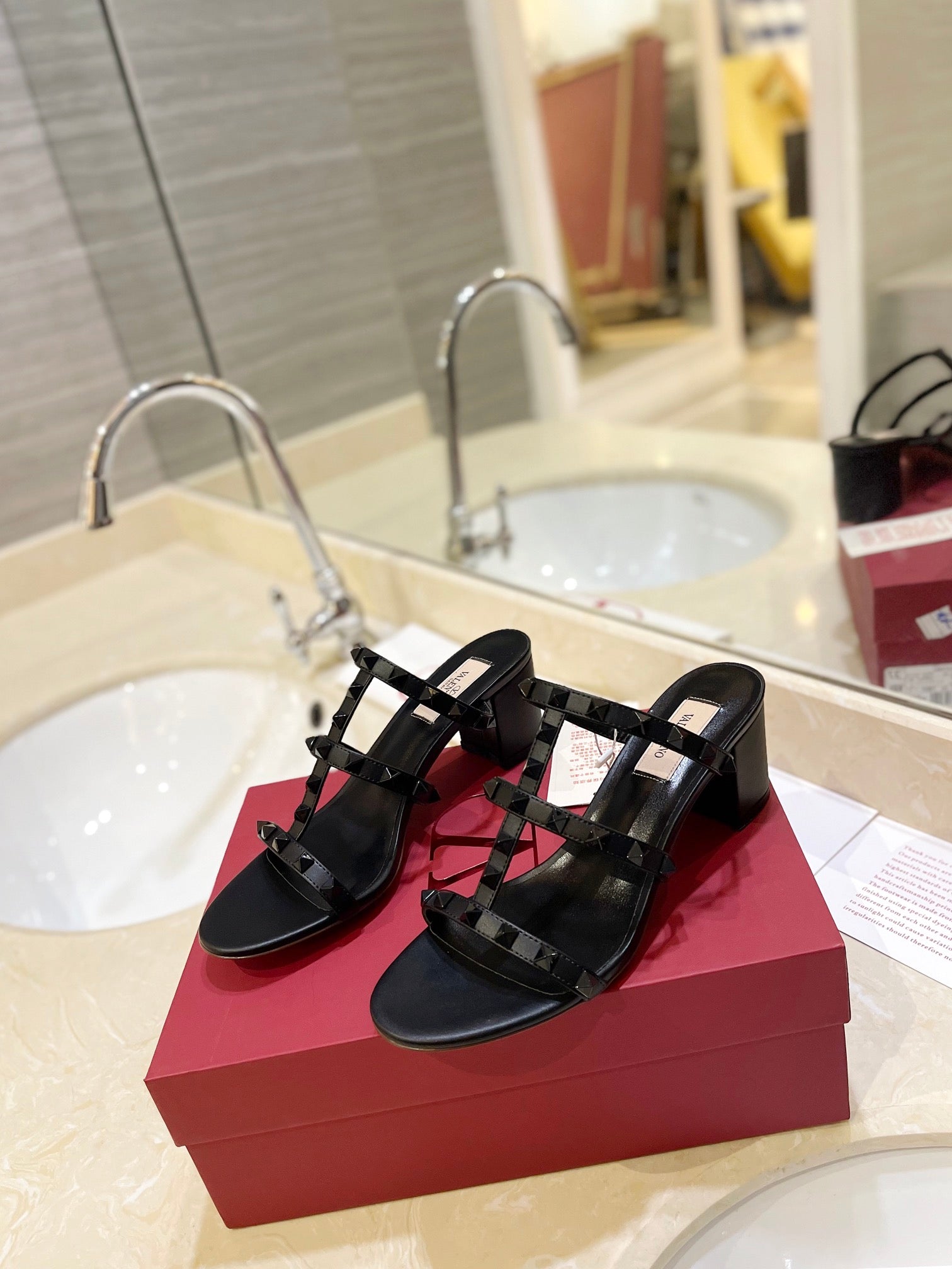 VALENTINO 26S ROCKSTUD CAGED HEELED SANDALS 60 MM IN BLACK SMOOTH CALFSKIN