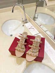 VALENTINO 26S ROCKSTUD CAGED HEELED SANDALS 60 MM IN NUDE PATENT CALFSKIN