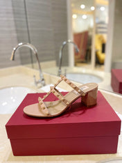 VALENTINO 26S ROCKSTUD CAGED HEELED SANDALS 60 MM IN NUDE PATENT CALFSKIN