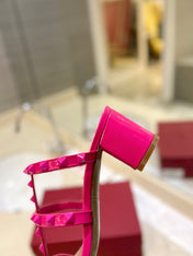 VALENTINO 26S ROCKSTUD CAGED HEELED SANDALS 60 MM IN PINK CALFSKIN