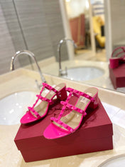 VALENTINO 26S ROCKSTUD CAGED HEELED SANDALS 60 MM IN PINK CALFSKIN