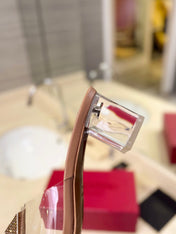 HIGH MULE 60MM IN CAMEL BEIGE SHEEPSKIN AND TRANSPARENT PVC
