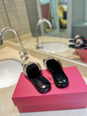VALENTINO 26S FLAT SLIDES IN BLACK LAMBSKIN WITH CRYSTAL STYLE 1