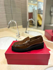 Rockstud Brown Calfskin Loafer
