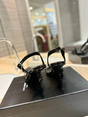 SL OPYUM SANDALS 80 BLACK CALFSKIN
