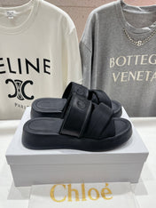 MILA PLATFORM 5 CM IN BLACK NYLON WITH EMBROIDERED LOGO
