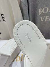 CHLOÉ MILA PLATFORM 5 CM IN WHITE NYLON WITH EMBROIDERED LOGO