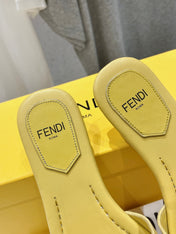FENDI BAGUETTE SLIDES IN BRIGHT YELLOW LAMBSKIN