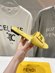 FENDI BAGUETTE SLIDES IN BRIGHT YELLOW LAMBSKIN