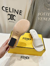 FENDI BAGUETTE MEDIUM-HEEL SANDALS 45 MM IN WHITE CALFSKIN