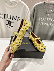 ALAIA PEARL MARY JANE SHOES IN YELLOW CORN LAMBSKIN
