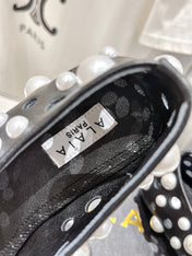 ALAIA PEARL MARY JANE SHOES BLACK MIX WHITE LAMBSKIN