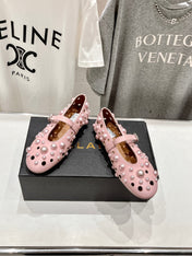 ALAIA PEARL MARY JANE SHOES IN LIGHT PINK LAMBSKIN