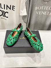 ALAIA PEARL MARY JANE SHOES IN EMERALD GREEN LAMBSKIN