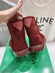 SNAP MINI ANKLE BOOTS IN JAM RED SUEDE AND SHEARLING LINING